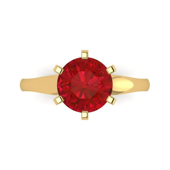 Solitaire Engagement Ring for Women - 2.5ct Simulated Ruby in 18K Yellow Gold Promise Ring