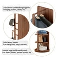 thumbnail image 5 of Solid Wood Full Length Mirror with Coat Rack, 360° Rotating Mirror with Storage for Bedroom, Living Room, Hallway, Small Space(Walnut) 66"x14", 5 of 9