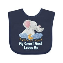 Inktastic My Great Aunt Loves Me Cute Elephants Clouds Moon and Stars Boys or Girls Baby Bib