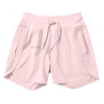 thumbnail image 4 of PWPSG Women's High Waist Drawstring Quick Dry Side Split Athletic Shorts, Zipper Pockets for Yoga Workout Daily Commute Pink L, 4 of 8