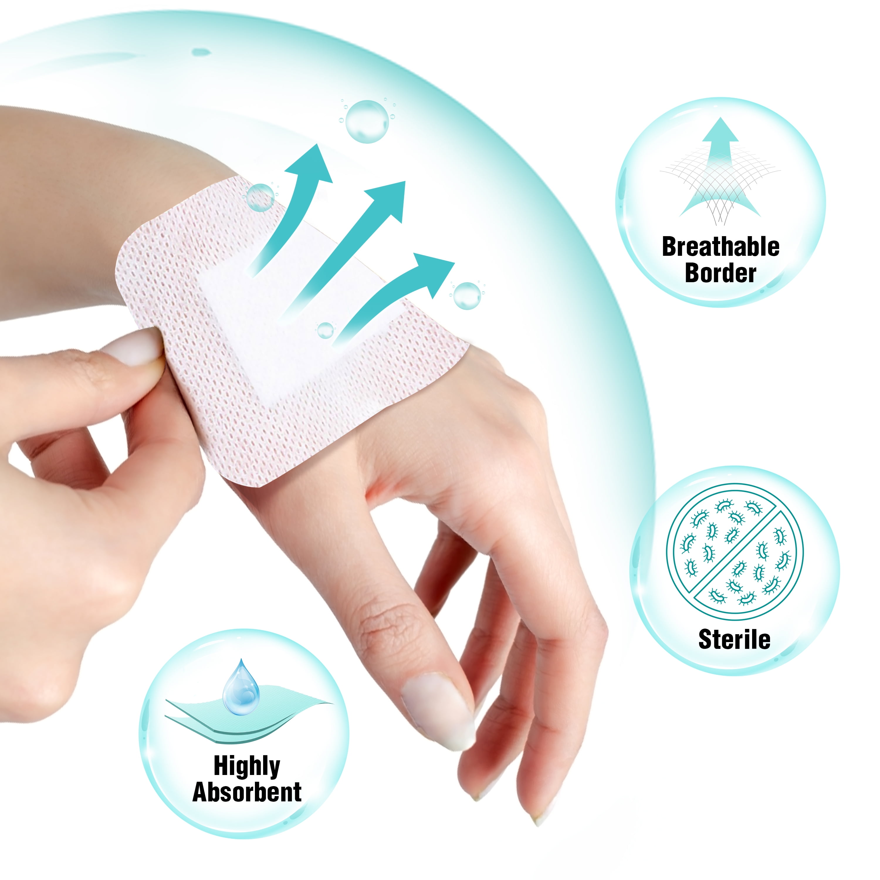 Sterile Island Dressing Bordered Gauze – 50 Count, 4" x 4" Individually Packed Gauze Pads, Adhesive Borders with Non-Stick Pads, Wound Dressing for First Aid Kit and Medical Facilities