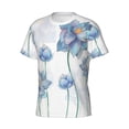 thumbnail image 3 of Rocae Pale Blue Lotus Flowers for Men's Moisture-Wicking Crew Tee - T-Shirt for Sports, Outdoor Activities, and Casual WearSmall, 3 of 9