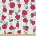 thumbnail image 1 of Floral Upholstery Fabric by the Yard, Rose Bloom Branches Flourishing Retro Romantic Motif on Champagne Backdrop, Decorative Fabric for DIY and Home Accents, Dark Coral Blue Grey by Ambesonne, 1 of 5