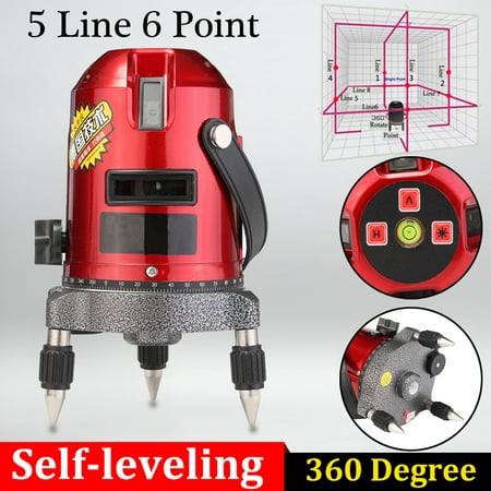 Red Professional Automatic Self Leveling 5 Line 6 Point 4V1H Laser Level Measure 635nm Wave