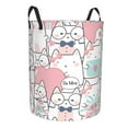 thumbnail image 2 of LNWH Laundry Basket, Cute Pastel Cartoon Cats Pattern Foldable Laundry Hamper With Handles Waterproof, Medium, 2 of 8