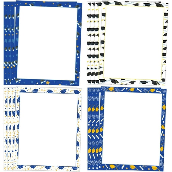 Graduation Stationery Paper Blue Graduation Cap Star Stationary Letter Paper Sheets Congrats Grad Letterhead for Letter Office Use Invitations 60pcs