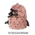 thumbnail image 2 of Yucurem Large Capacity Corduroy Backpack with Bow, Lightweight 15.75 inch Laptop Bag for Women, Aesthetic Daypack for College Travel (Pink), 2 of 8