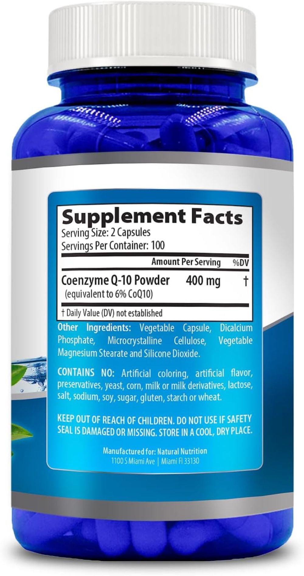 Natural Vitamin CoQ10 Extra Strength 400mg 200 Capsules Quick Absorption (Gluten Free & Non-GMO)