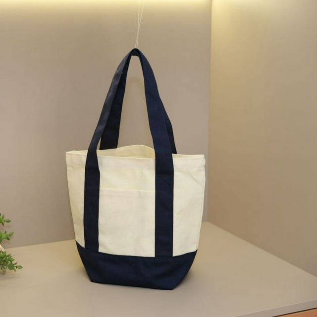 Trader Joe's Pastel Mini Canvas Tote Bags 2025,Dark Blue,12.99"×11.02