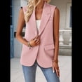 thumbnail image 4 of Chaleco Sin Mangas de Verano para Mujer, Estilo Informal, para Oficina, con Bolsillos. Rosa S, 4 of 9