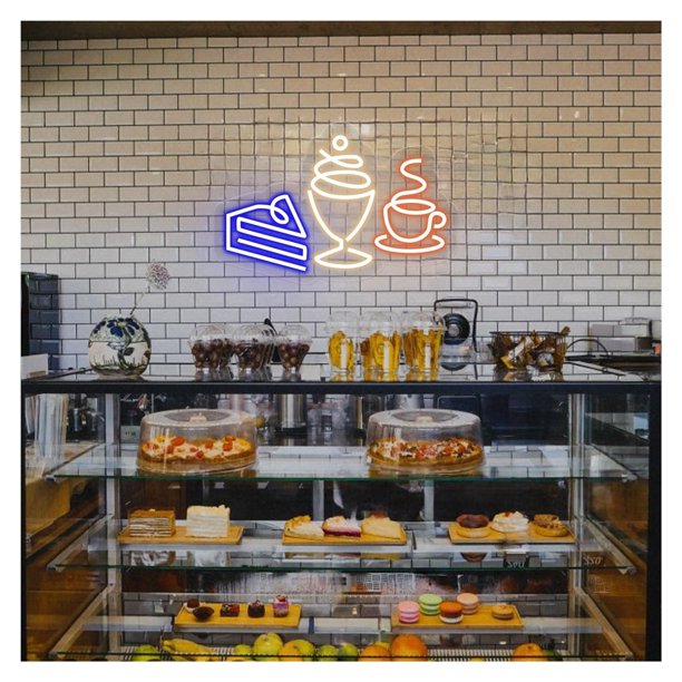 Letrero De Neón De Postre, Ideal Para Decorar Paredes De Tiendas De Pasteles, Helados Y Café, Con Luz Regulable De 26cmx40cm