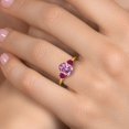thumbnail image 4 of Gem Stone King 18K Yellow Gold Plated Silver Pink Moissanite and Red Created Ruby Engagement Ring for Women | 2.50 Cttw | Oval 9X7MM | Gemstone Birthstone | Size 9, 4 of 6