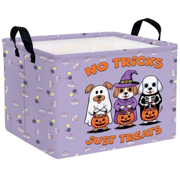 MYFLOCY Halloween Gift Basket for Kids Foldable Baby Candy Storage Bin Party Decor(Purple Wizard Dog)