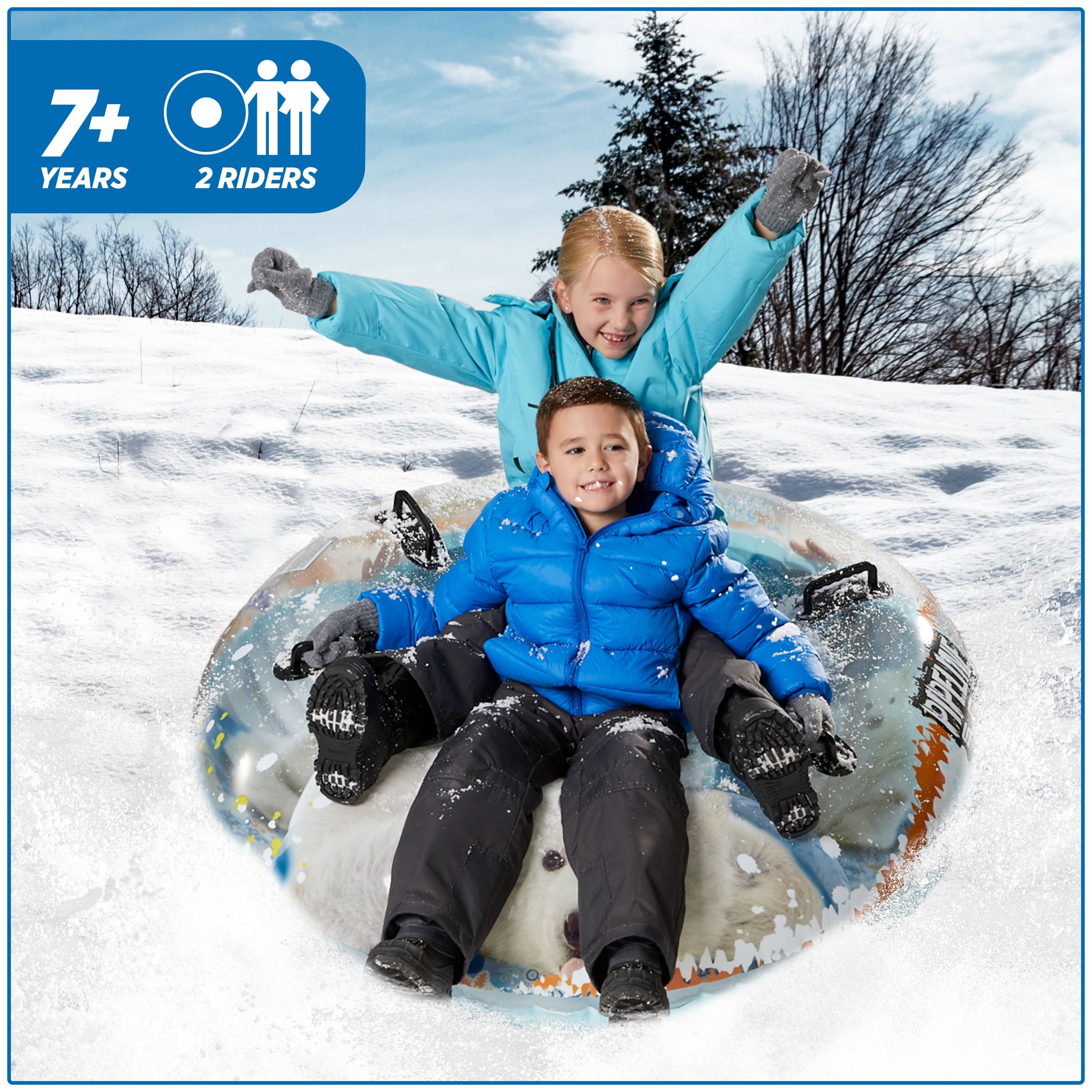 Pipeline Sno 48 in. Inflatable Mega Air Transparent Snow Tube, Polar Bear Sled, PVC Material