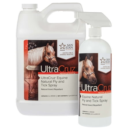 UltraCruz Equine Natural Fly and Tick Spray for Horses, 32 oz with 1 Gallon Refill