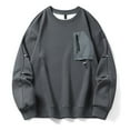 thumbnail image 3 of 2 Pack L-6X Plus Size Sweatshirts for Men with Zipper Pocket Big & Tall Crewneck Shirts Long Sleeve Casual Solid Color Pullover Basic Sweatshirt Tops, 3 of 8