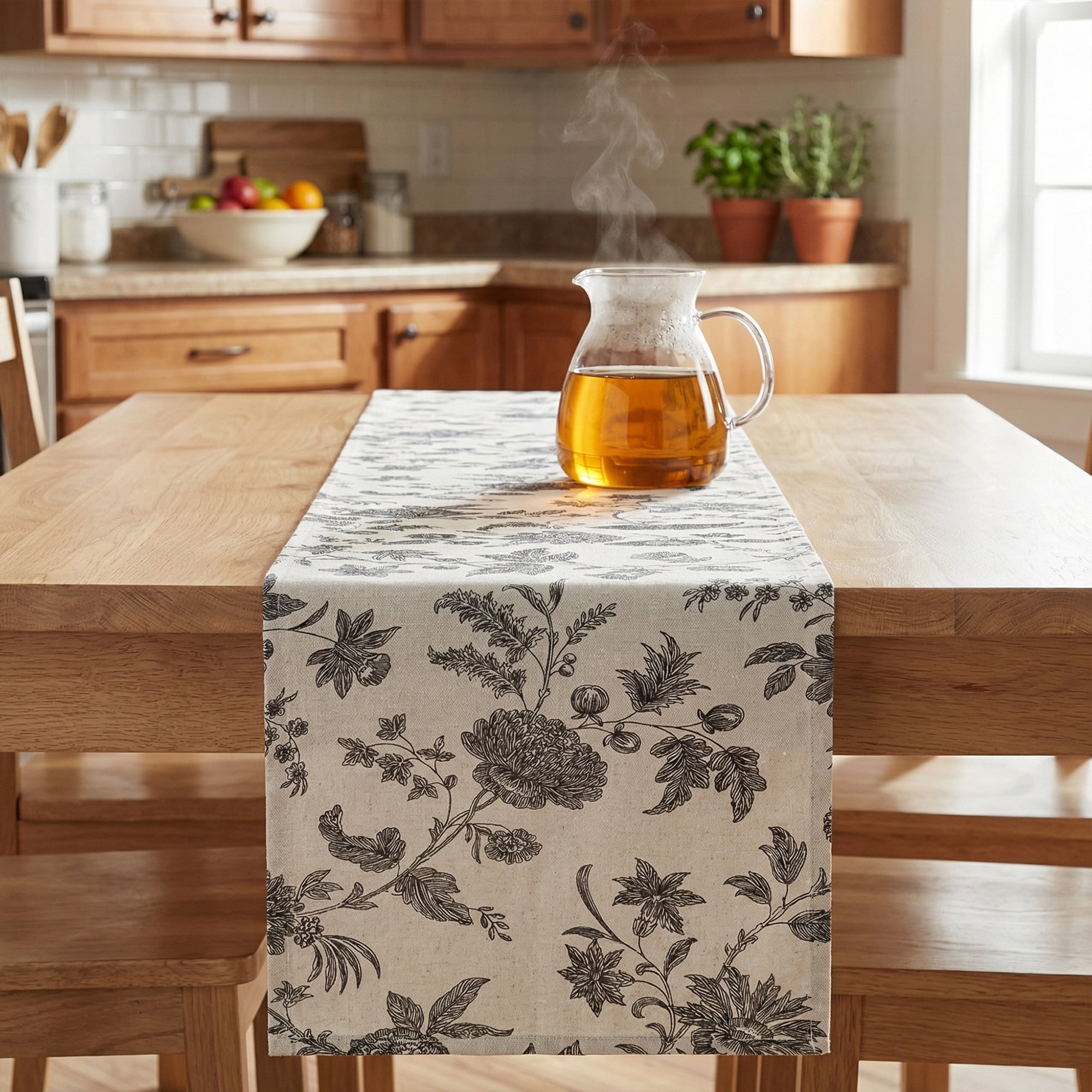 Unique Bargains Birthday Decorations Long Cotton Kitchen Runner Black 11.8x63in