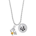 thumbnail image 1 of Delight Jewelry Silvertone Hit the Sweet Spot with Yellow Softball Silvertone Script Initial Disc - U - Charm Necklace, 20"+3", 1 of 4