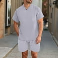 thumbnail image 2 of Stamzod Men Short Sets Outfits Solid Color Short Sleeve Tshirt Casual Shorts with Pocket Summer Track Suits Mens Vacation Outfits Gray XL, 2 of 9