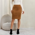 thumbnail image 3 of Yungyresw Women's High Waisted Pencil Skirts Knee Length Solid Bodycon Mini Skirts Fall Winter Business Office Elegant Outfits Khaki S, 3 of 8