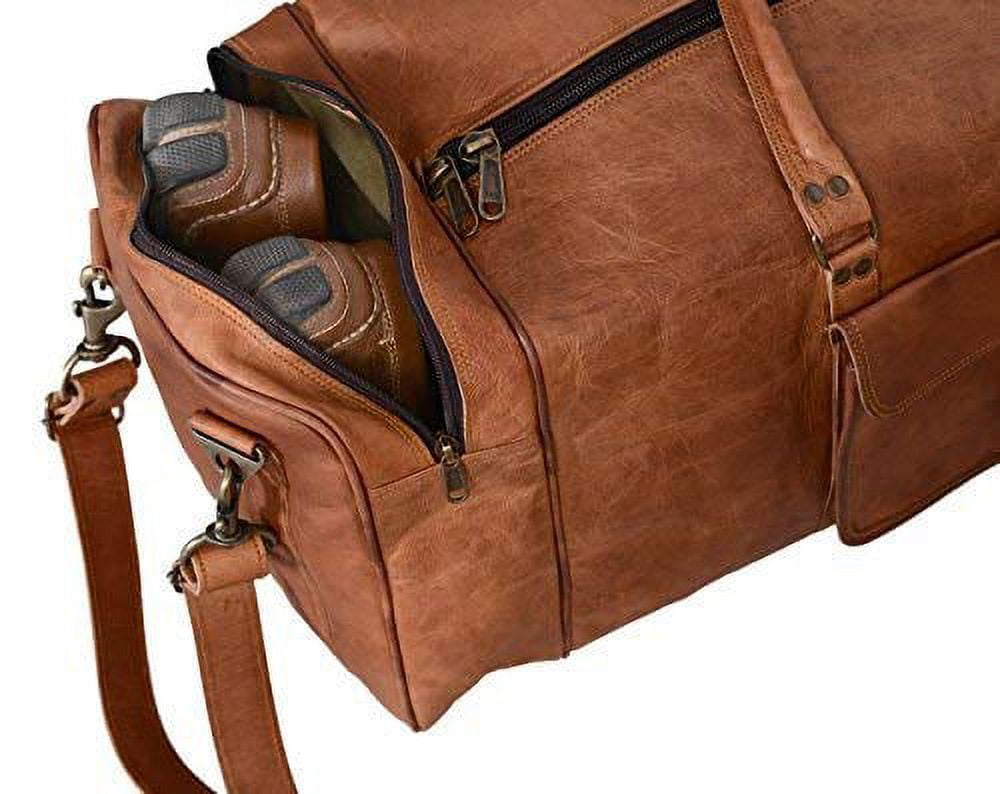 28-Inch Large Leather Duffel Bag – Travel, Gym, Sports, Overnight & Weekend Bag for Men & Women
