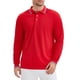 thumbnail image 5 of Camisa polo de golf de negocios de manga larga de ajuste regular para hombres, color sólido, roja, 5 of 6