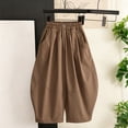 thumbnail image 3 of Tfken Toddler Girls Soft Pants Elastic Waist Stretchy Trousers Wide-Leg Loose Pants With Pockets Fashion Lightweight Teen Casual Daily Wear Clothes Size 12-13 Years Brown, 3 of 3