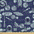 thumbnail image 2 of Ambesonne Galaxy Fabric by the Yard Upholstery, Satellite Astronaut Planet, 5 Yards, Indigo and Pale Ceil Blue, 2 of 5