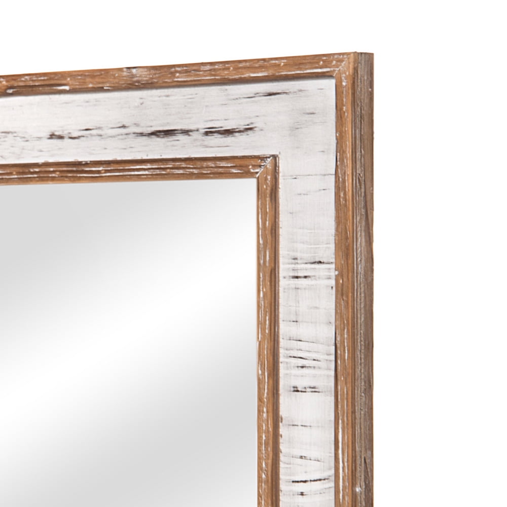 Lowestbest Square Decorative Mirror, Retro Style Wrought Iron Farmhouse Wall Mirror for Bathroom, Porch etc, Antique White
