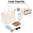 thumbnail image 4 of Fammart Large Canvas Tote Bag for Women with Zipper & Compartments, Crossbody Laptop Bags for Work College Travel, 4 of 8