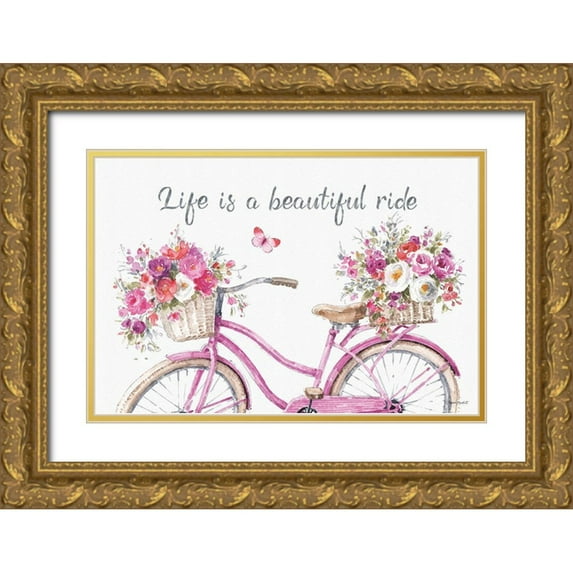 Audit, Lisa 32x23 Gold Ornate Wood Framed with Double Matting Museum Art Print Titled - Obviously Pink 13A