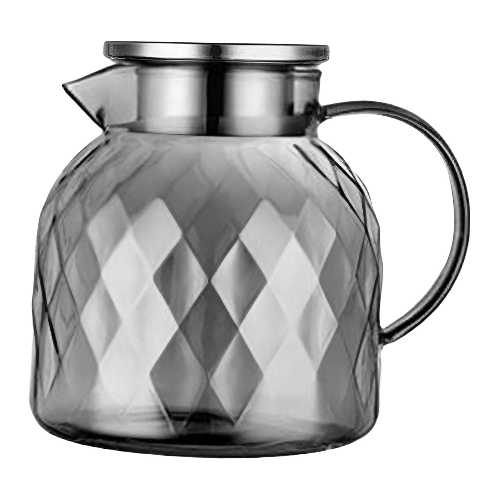 Baoblaze Beverage Pitcher with Lid Large Bore Design Glass Jug for Drink Iced Tea Milk 1500ml