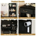 thumbnail image 4 of Vanity Set with Mirror, UHOMEPRO Lighted Makeup Vanity Desk with 5 Drawers, 3 Storage Shelves, Hair Dryer Rack, and Cushioned Stool, Modern Makeup Desk Dressing Table for Girls Bedroom, Black, 4 of 11