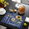 thumbnail image 3 of You Are My Sunshine Placemats Set of 6, Yellow Sunflowers Cute Bees Heart Blue Placemats for Dining Table, Place Mats for Kitchen Tabletop, Waterproof Wipeable Dining Table Mats Set, 3 of 9