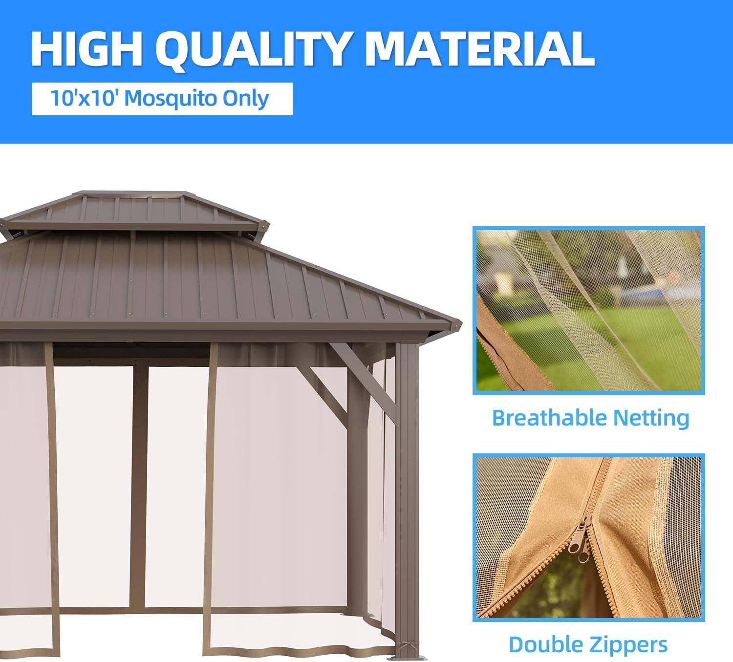 MELLCOM Gazebo Universal Replacement Privacy Netting, Outdoor 4