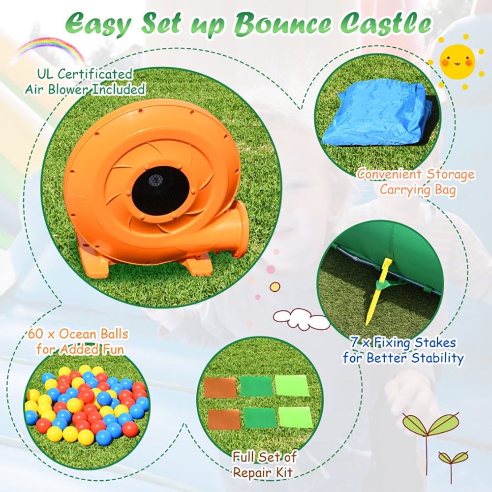 Aimee Lii Inflatable Waterslide Bounce House Climbing Wall Ball Pit with Blower, Playhouse for Kids Outdoor Aimee Lii Inflatable Waterslide Bounce House Climbing Wall Ball Pit with Blower, Playhouse for Kids Outdoor