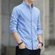 thumbnail image 4 of Camisas y blusas para hombre con bolsillos, ropa de manga larga, camisa de vestir blanca, lisa, formal, de oficina, de diseñador, moda 2024, 4 of 5