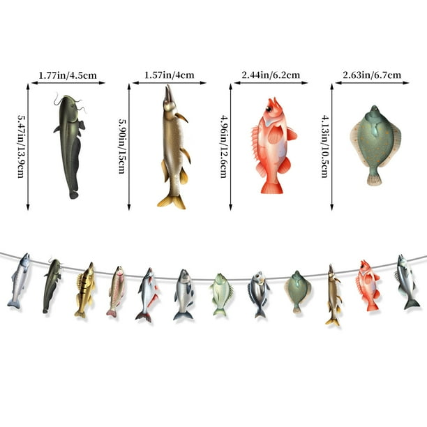 Decoraciones para fiestas de jubilación, guirnalda con temática de pesca, bandera de pesca divertida, pancarta rústica de feliz cumpleaños, decoraciones para fiestas de cumpleaños