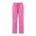 thumbnail image 4 of MNCEKFOD Women's Jeans Lightweight Wide Leg Flowy Culottes Elastic Drawstring High Waisted Baggy Classic Fit Trousers for women 2025 Pink XXL, 4 of 5