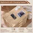thumbnail image 3 of Boho Night Stands with Charger for Narrow Spaces, 24.2" Tall Rattan Nightstands with 3 Drawers, Bedside Table Wood End Table for Living Room Hallway, Natural, 3 of 8