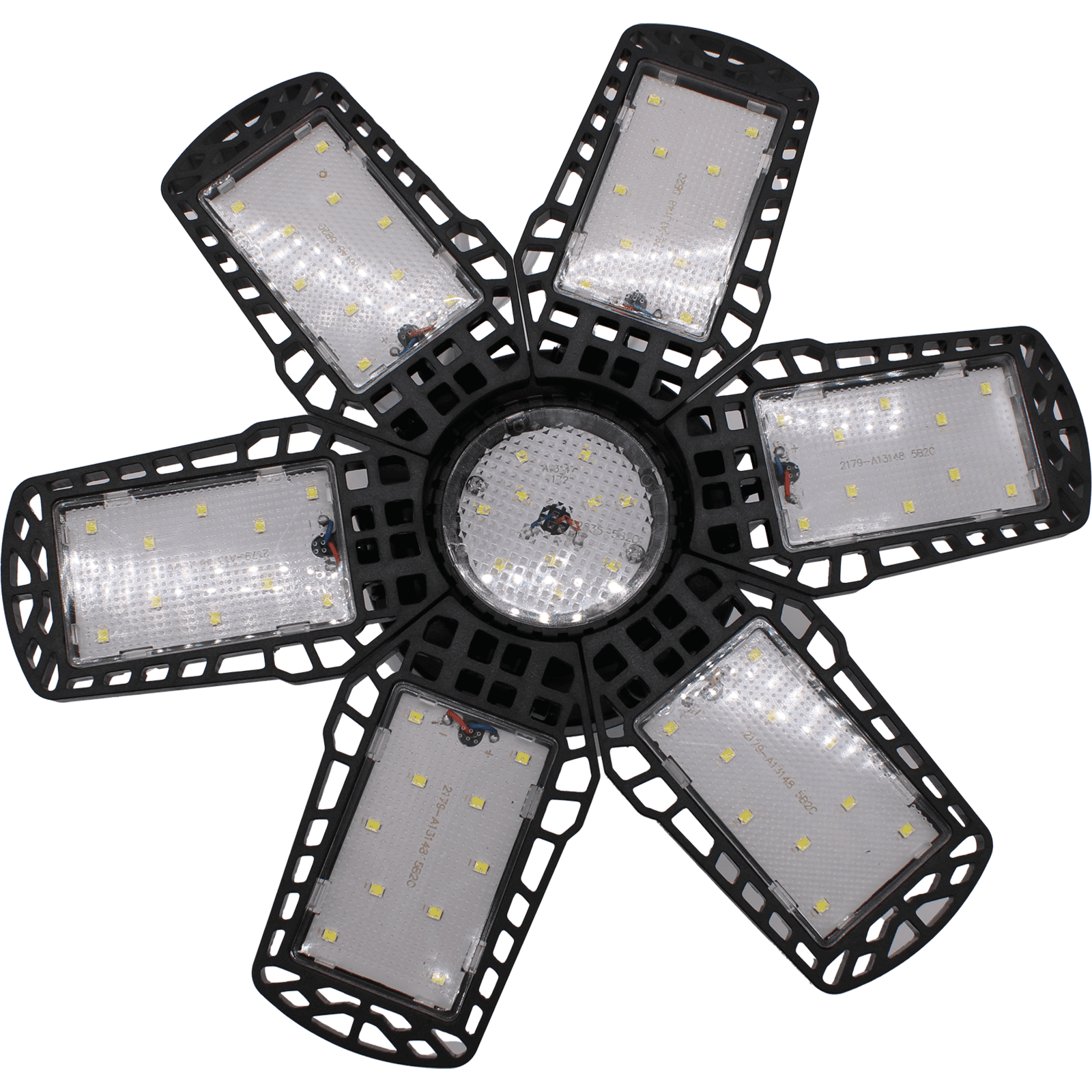 Jaspertronics 2 Pack LED Adjustable 6 Leaf Garage Light 200W 8000 Lumen 6500K Deformable 6+1 Panels E26/E27 Screw-In Ceiling 2 Unit per pack