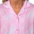 thumbnail image 3 of Barbie Women's Doll Logo Tossed Sleep Collared Button Down Long-Sleeve Pajama Set, 3 of 7
