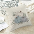 thumbnail image 4 of Fall Pillow Covers 18 x 18 Inch Set of 2 Watercolor White Blue Pumpkin Throw Pillows Decorative Outdoor Fall Thanksgiving Leaves Autumn Pillowcases Linen Cushion Cases for Home Bed Sofa Couch, 4 of 6