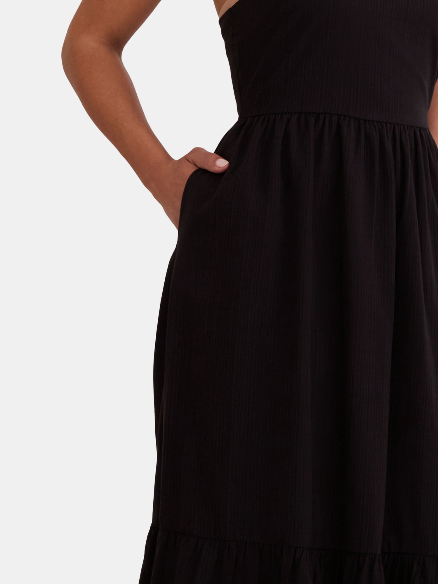 Time and Tru Women's Tie Back Midi Dress, Sizes XS-XXXL