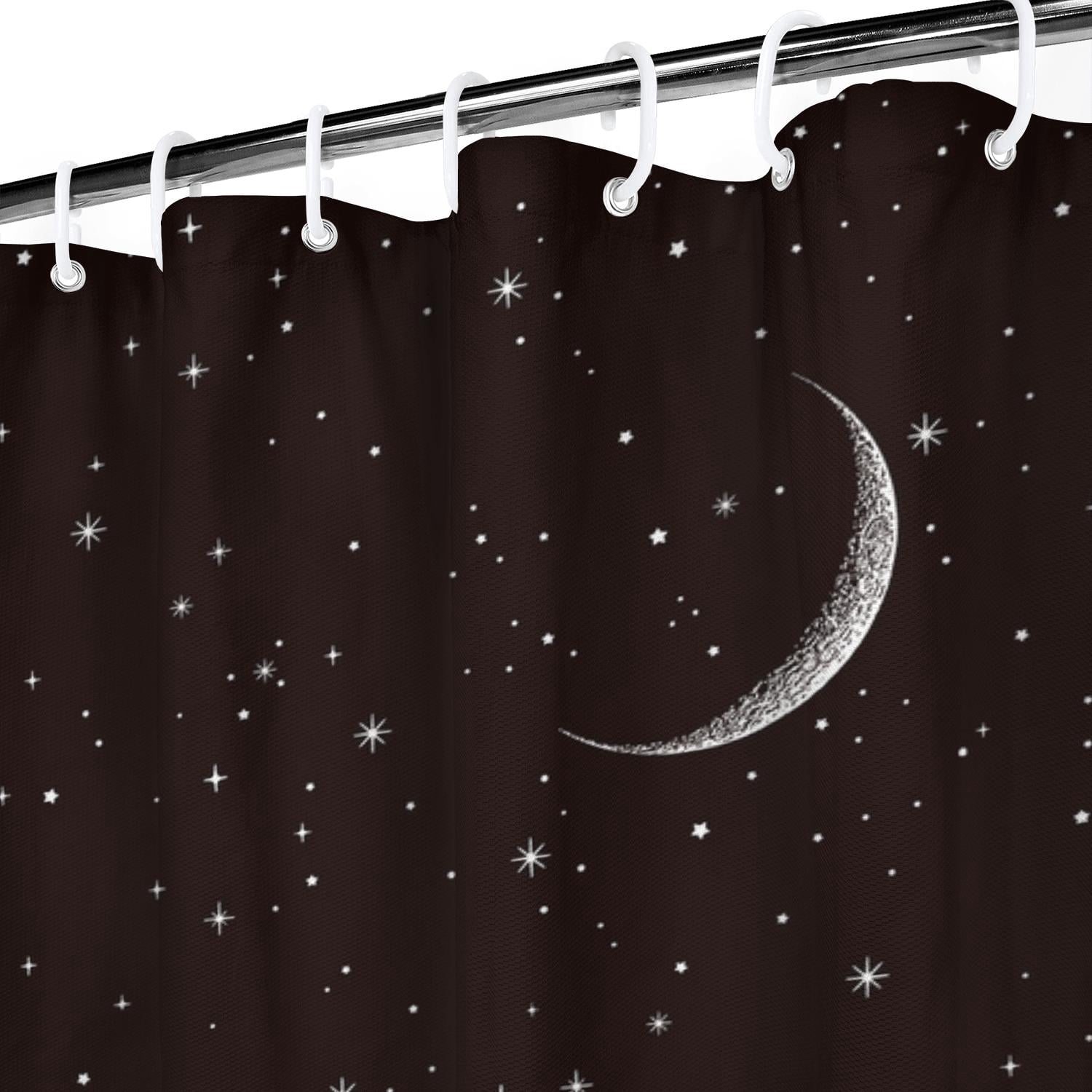 Halloween Shower Curtain 72x72inch Gothic Black White Sugar Skull Skeleton Shower Curtain Spooky Bathroom Set Moon Crow Bathtub Accessoriess Decor, Sets with 12 Hooks