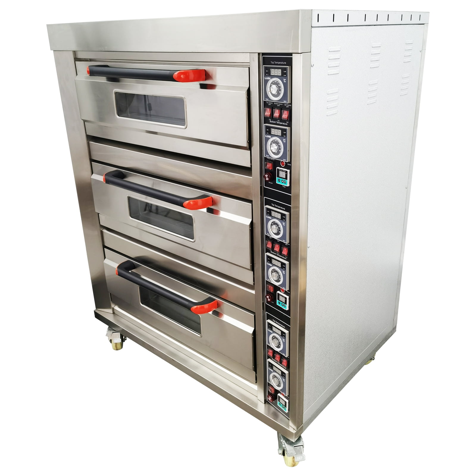 Techtongda Commercial Movable Three-layer Electric Triple Pizza Oven 6 Baking Sheets 220V
