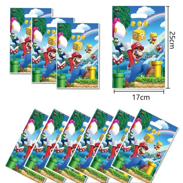 Bolsa de regalo de Super Bros. Decoración para fiesta de cumpleaños, caja de dulces de plástico de Mario, suministros para fiesta de bienvenida al bebé de princesa Peach, regalo de juguete para niños