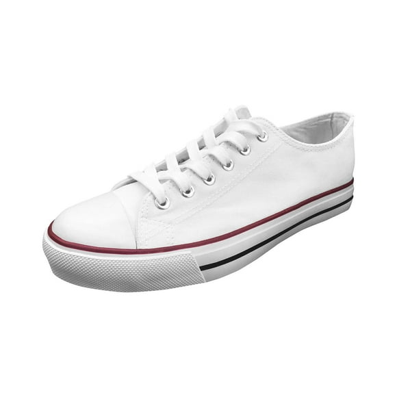 Ish Original Official Men White Blank Low Top Red Black Rubber Sole Casual Canvas Sneaker Shoes US 6 (M)