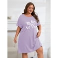 thumbnail image 3 of FEREMO Plus Size Nightgowns for Women Short Sleeve Sleepshirt Knee Length Sleepwear with Pockets, 3 of 7