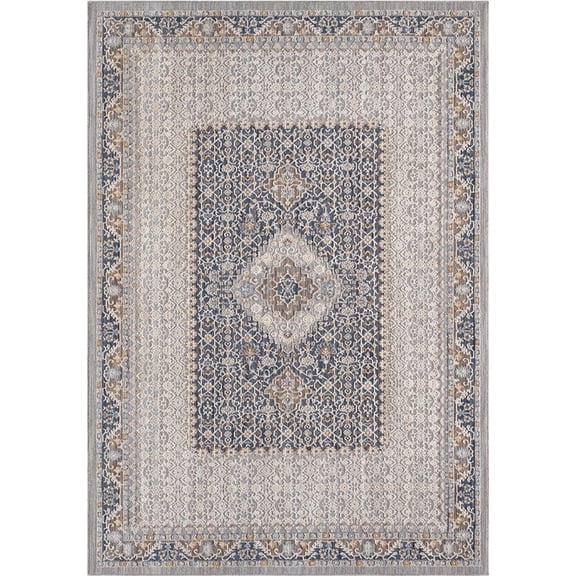 Woven Trends Rachel - 4545-21361 - Oriental Style, Border Pattern, Pet & Family Friendly, Living Room, Kitchen, Office, Low Pile Polyester Area Rug in Grey - 2' x 3'